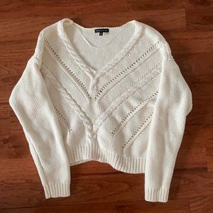Off white cropped v neck sweater